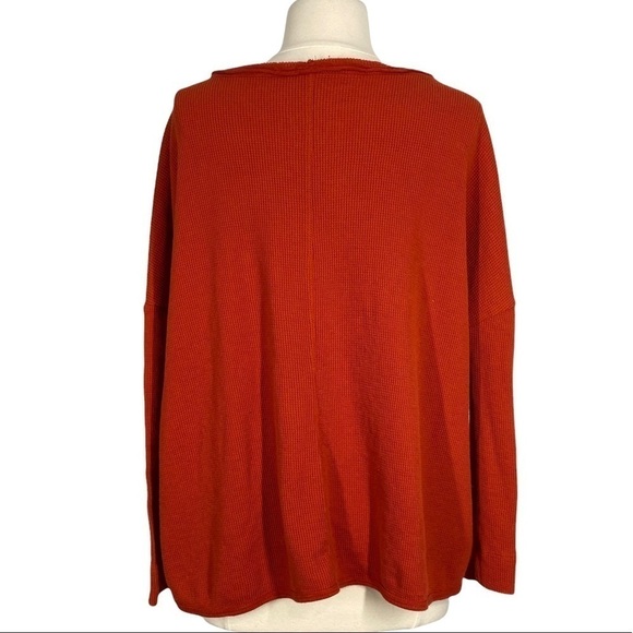 ANTHROPOLOGIE Burnt Orange Oversized Waffle Knit Pullover Top - Picture 6 of 8
